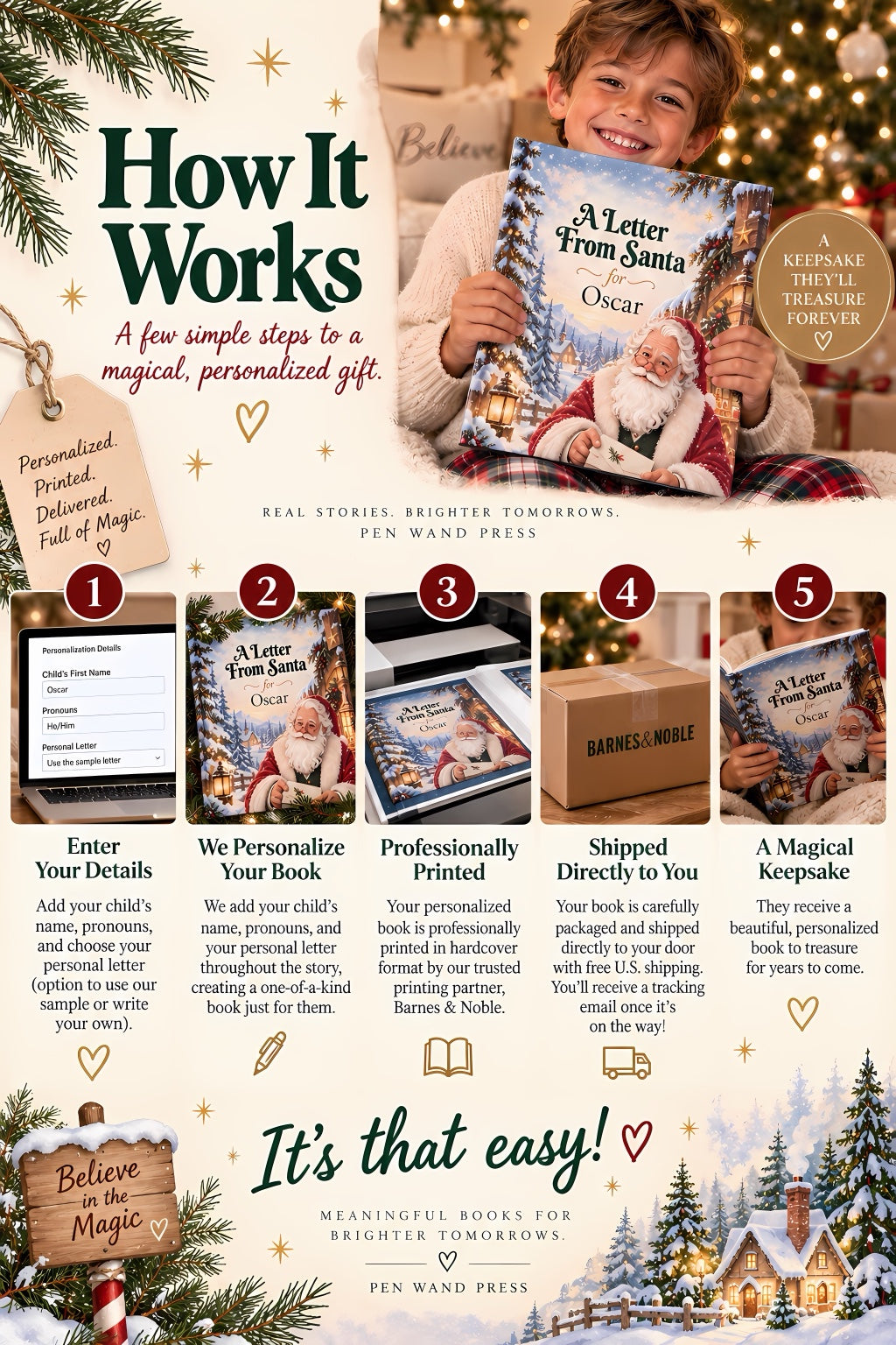 A Letter From Santa | Personalized Christmas Hardcover for Little Believers